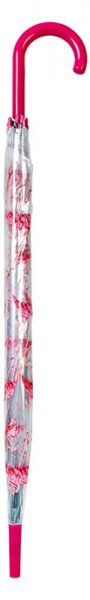 Průhledný deštník s plameňáky a růžovou rukojetí – 90 cm