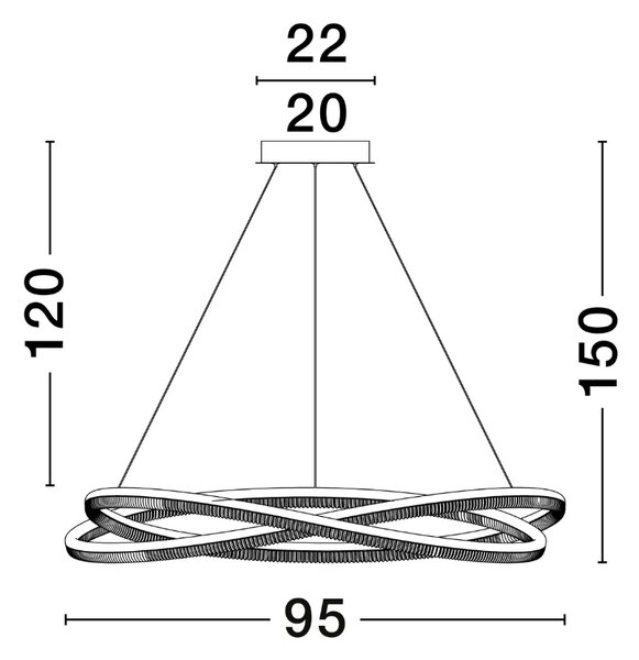 Černé kovové závěsné LED světlo Nova Luce Ofelia 95 cm