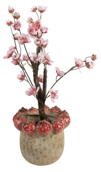 Cementový květináč s plastickými jahodami Terazzo L – 19x17 cm