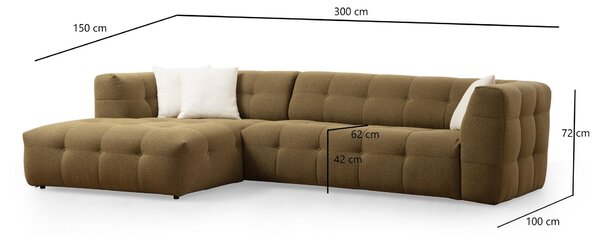 Rohová sedačka Cadellona (L) (khaki). Akce -25%