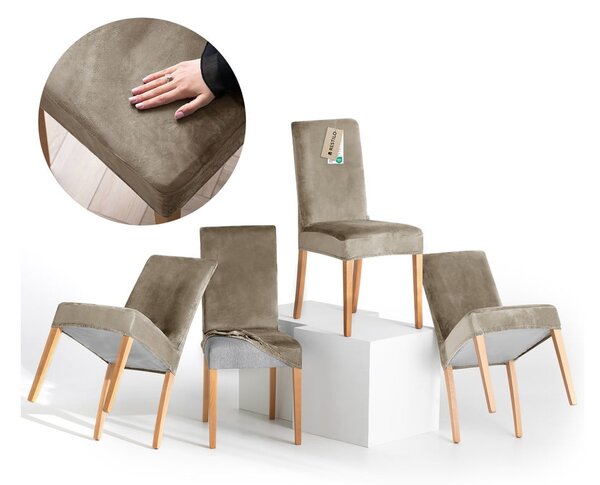 Šedobéžové napínací potahy v sadě 4 ks na židli 48 cm Sento – Restilo