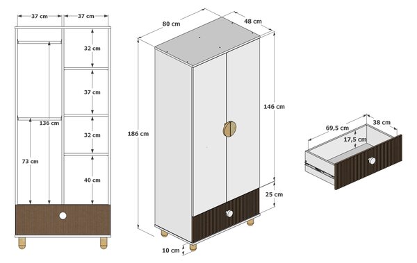 Dětská skříň Loft Barevné provedení: Kašmír