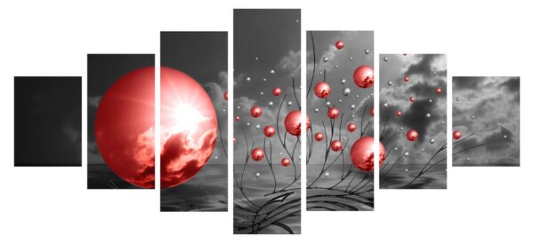 Obraz červených koulí (210x100 cm)