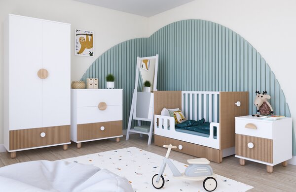 Dětská postýlka Loft 120 x 60 cm Barevné provedení: Kašmír, Úložný prostor k postýlce: Jeden šuplík na kolečkách