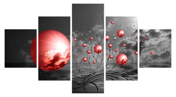Obraz červených koulí (125x70 cm)
