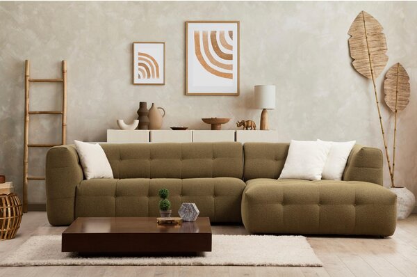 Rohová sedačka Cadellona (P) (khaki). Akce -25%