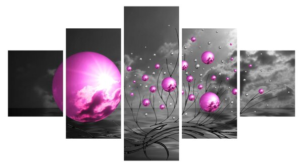 Obraz růžových koulí (125x70 cm)