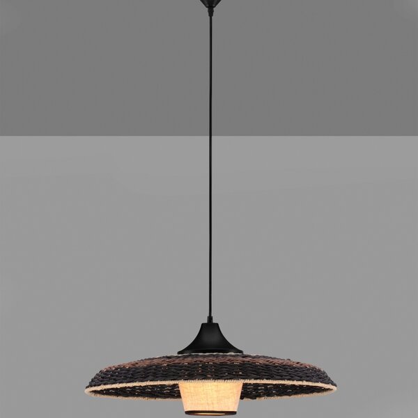 Černo-hnědé ratanové závěsné světlo Nova Luce Capa 61 cm