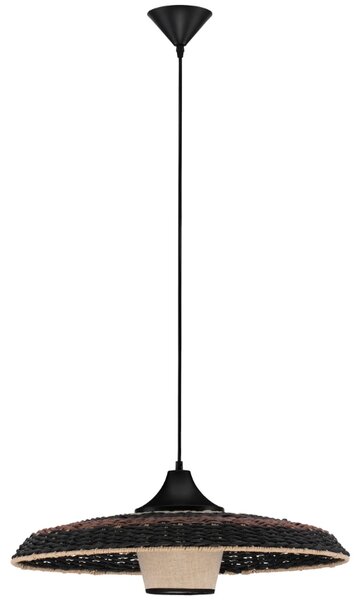 Černo-hnědé ratanové závěsné světlo Nova Luce Capa 61 cm