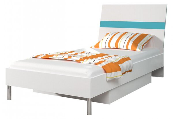 Dětská postel Paradise PD1, Barva: bílá / bílý lesk + tyrkysový lesk Mirjan24 5902928237269