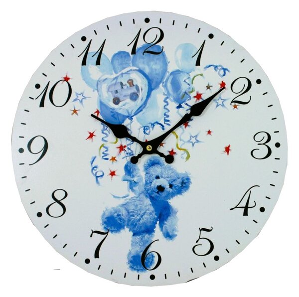 Nástěnné hodiny Teddy modrý Ø 34 cm 1990996