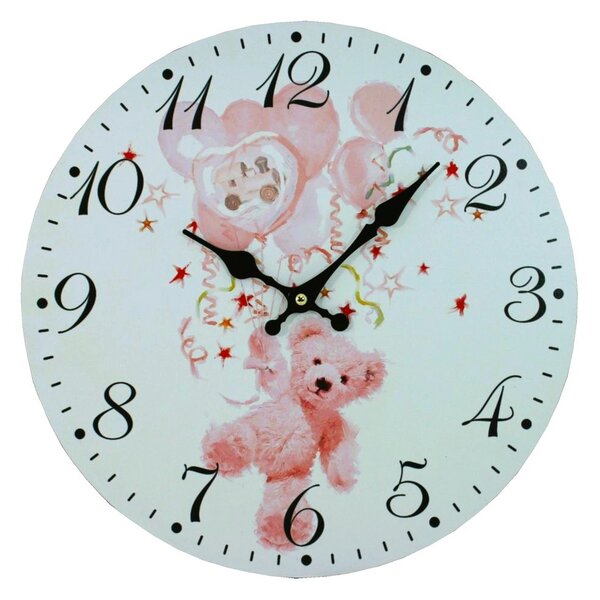 Nástěnné hodiny Teddy růžový Ø 34 cm 1990995