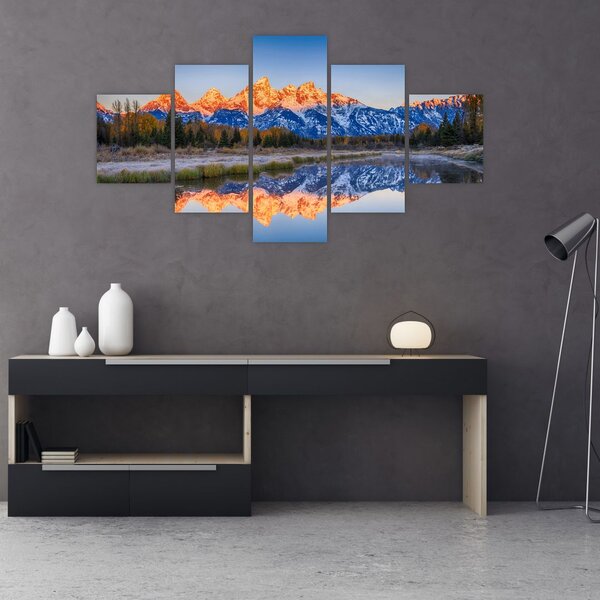 Obraz zasněžených horských štítů (125x70 cm)