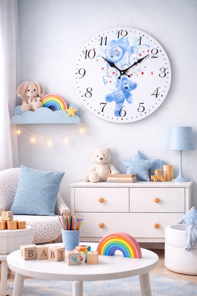 Nástěnné hodiny Teddy modrý Ø 34 cm 1990996