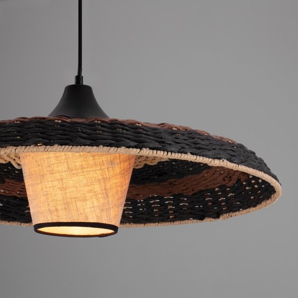 Černo-hnědé ratanové závěsné světlo Nova Luce Capa 61 cm