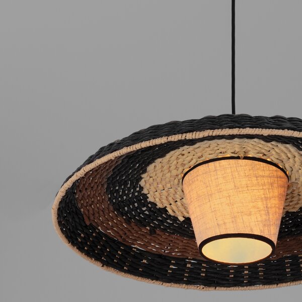 Černo-hnědé ratanové závěsné světlo Nova Luce Capa 61 cm