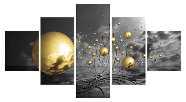 Obraz okrových koulí (125x70 cm)