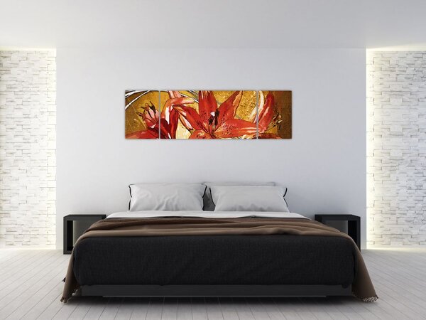 Obraz květů lilií (170x50 cm)