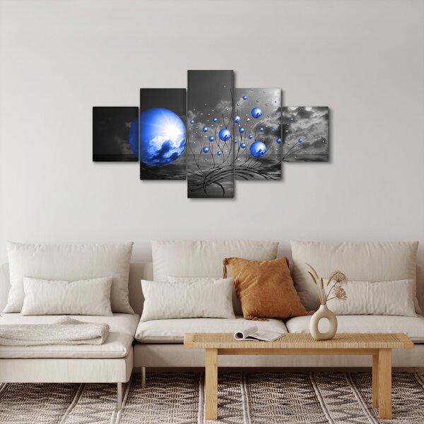 Obraz tmavé modrých koulí (125x70 cm)