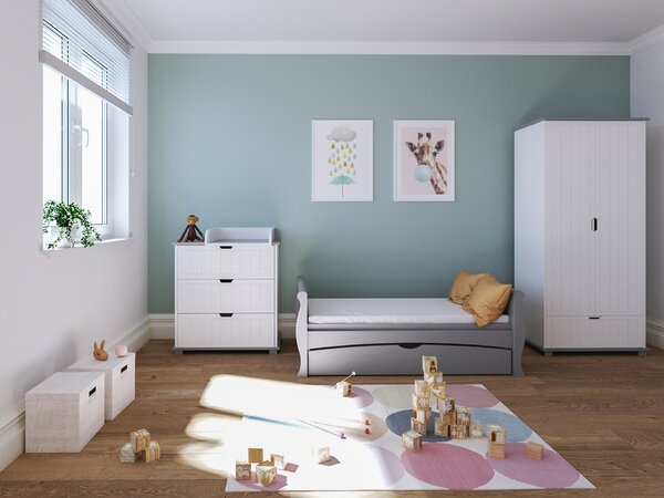 Dětská postýlka Mason 140 x 70 cm Barevné provedení: Šedá, Úložný prostor k postýlce: Bez úložného prostoru