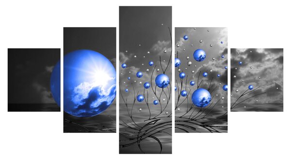 Obraz tmavé modrých koulí (125x70 cm)