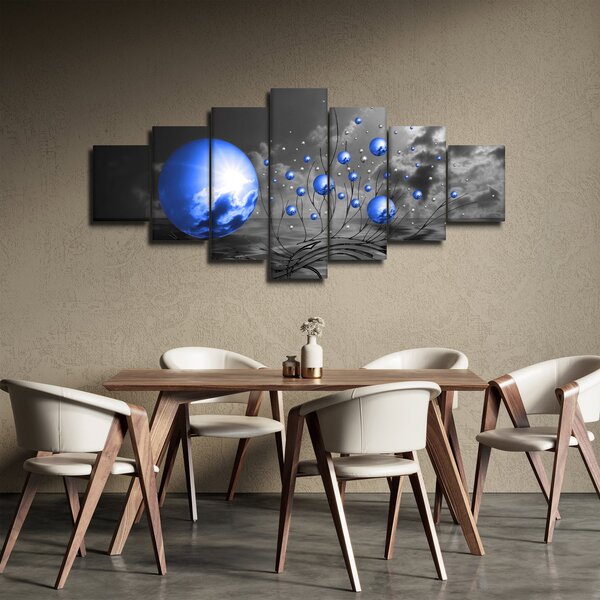 Obraz tmavé modrých koulí (210x100 cm)