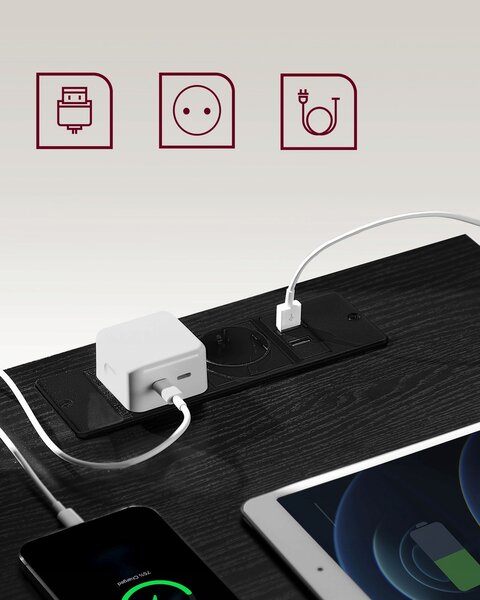 SONGMICS Sada 2 ks nočních stolků Vasagle Girgo se zásuvkou a USB porty černá