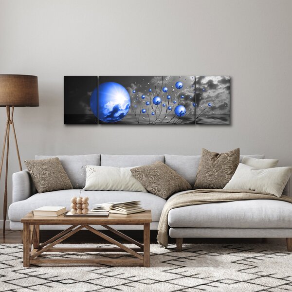 Obraz tmavé modrých koulí (170x50 cm)