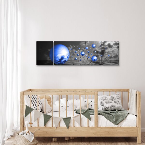 Obraz tmavé modrých koulí (170x50 cm)
