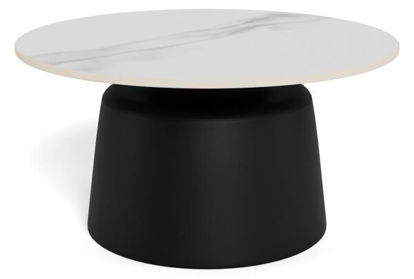 Konferenční stolek SANTORINI pr. 70 cm bílá/černá/keramika