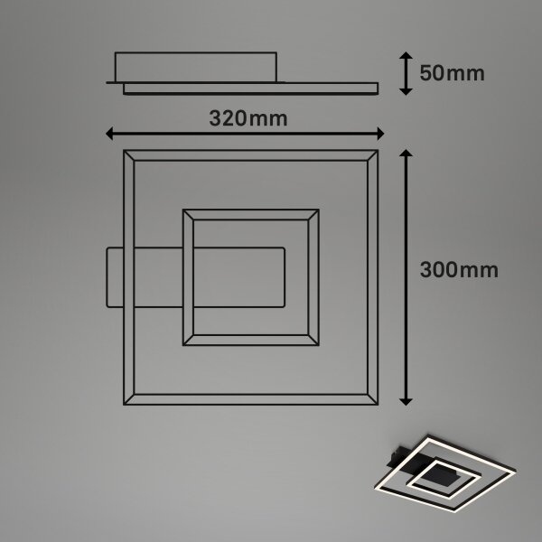 Briloner - LED Stropní svítidlo FRAME LED/22W/230V 3000K 30x32 cm černá