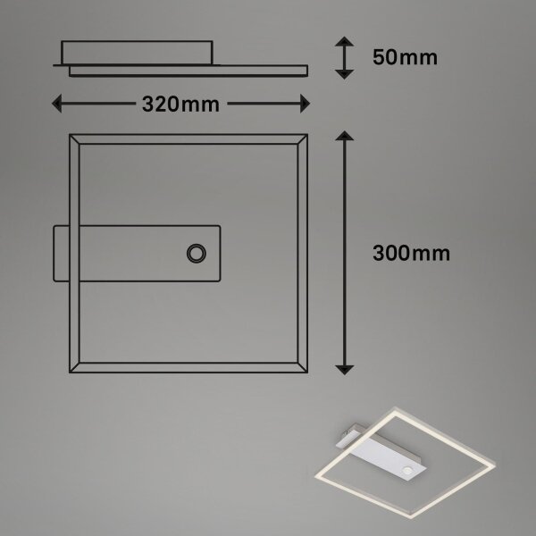 Briloner - LED Strop svítidlo se sen FRAME LED/14W/230V 3000K 30x32 cm mat chrom