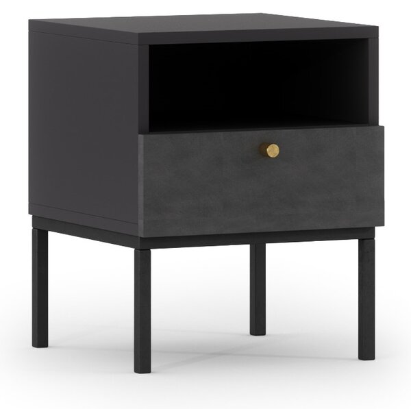 Moderní noční stolek Lanzzi - černá / zlatá