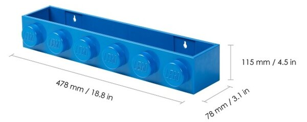 Modrá nástěnná police LEGO® Storage 47,8 x 11,5 cm