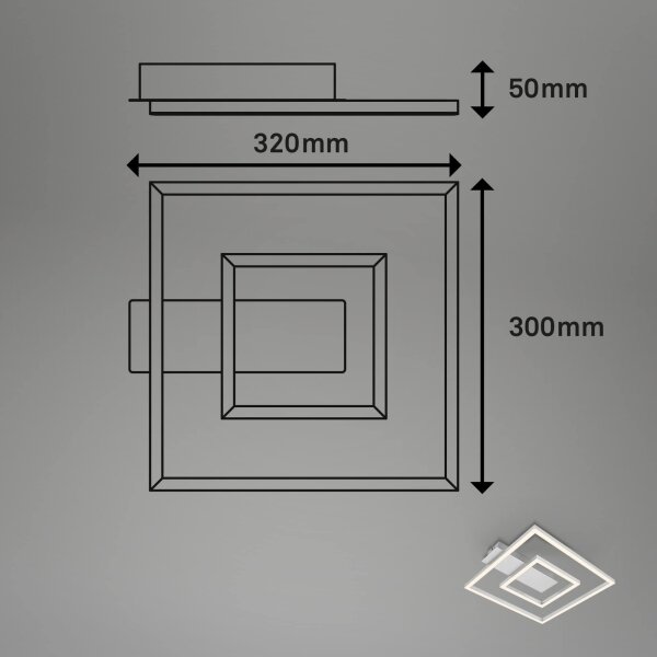 Briloner - LED Stropní svítidlo FRAME LED/22W/230V 3000K 30x32 cm matný chrom