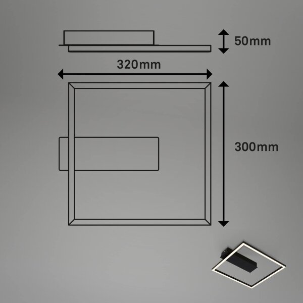 Briloner - LED Stropní svítidlo FRAME LED/14W/230V 3000K 30x32 cm černá