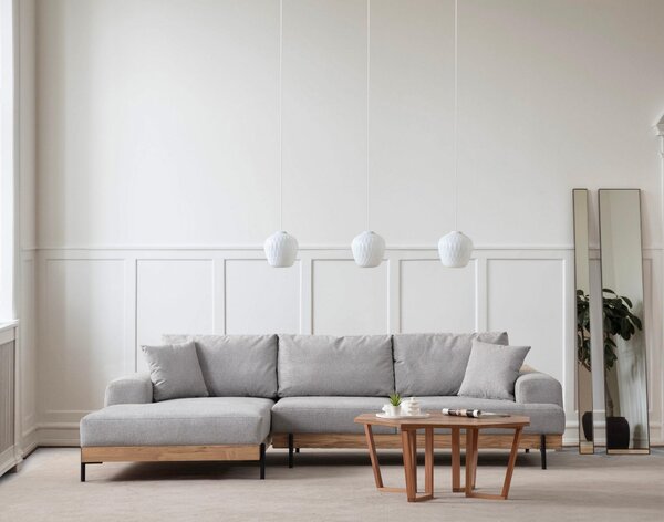 Rohová sedačka Etorella (L) (šedá + dub). Akce -25%