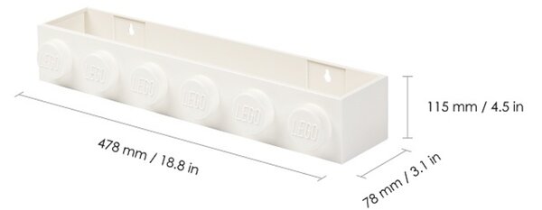 Bílá nástěnná police LEGO® Storage 47,8 x 11,5 cm