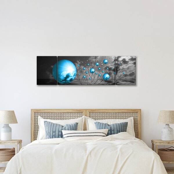 Obraz světle modrých koulí (170x50 cm)