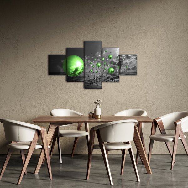 Obraz zelených abstraktních koulí (125x70 cm)
