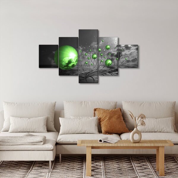 Obraz zelených abstraktních koulí (125x70 cm)