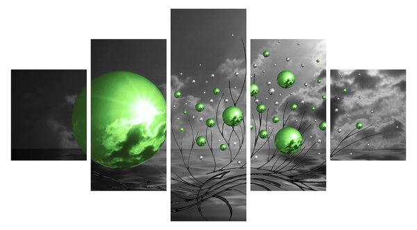 Obraz zelených abstraktních koulí (125x70 cm)