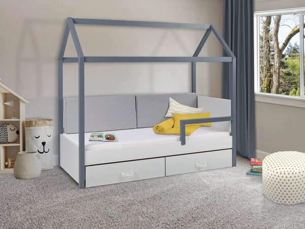 Dětská postel s madlem Fitonia II 80, Barva:: grafit / bílá Mirjan24 5902928312058