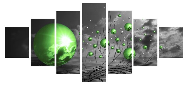 Obraz zelených abstraktních koulí (210x100 cm)