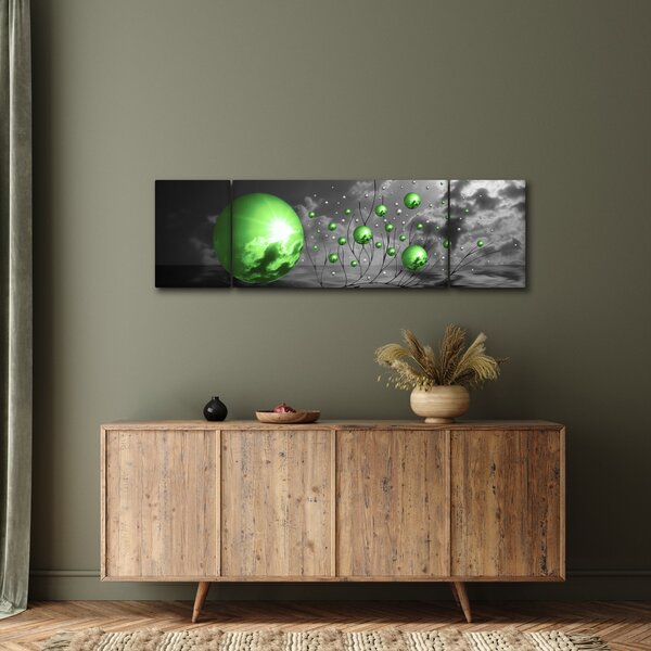Obraz zelených abstraktních koulí (170x50 cm)