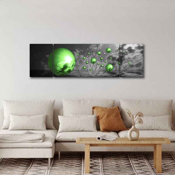 Obraz zelených abstraktních koulí (170x50 cm)