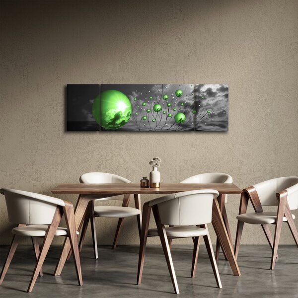 Obraz zelených abstraktních koulí (170x50 cm)