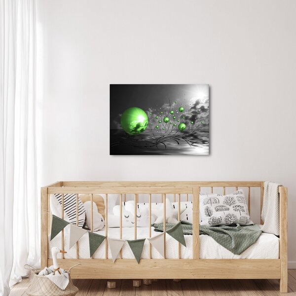 Obraz zelených abstraktních koulí (70x50 cm)
