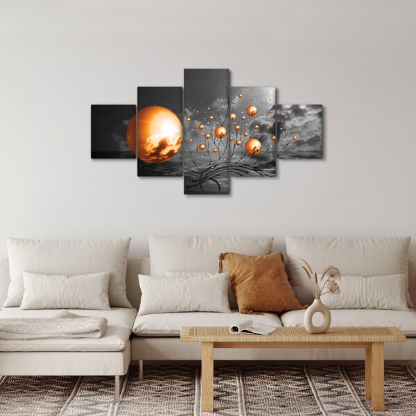 Obraz oražových abstraktních koulí (125x70 cm)