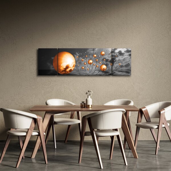 Obraz oražových abstraktních koulí (170x50 cm)